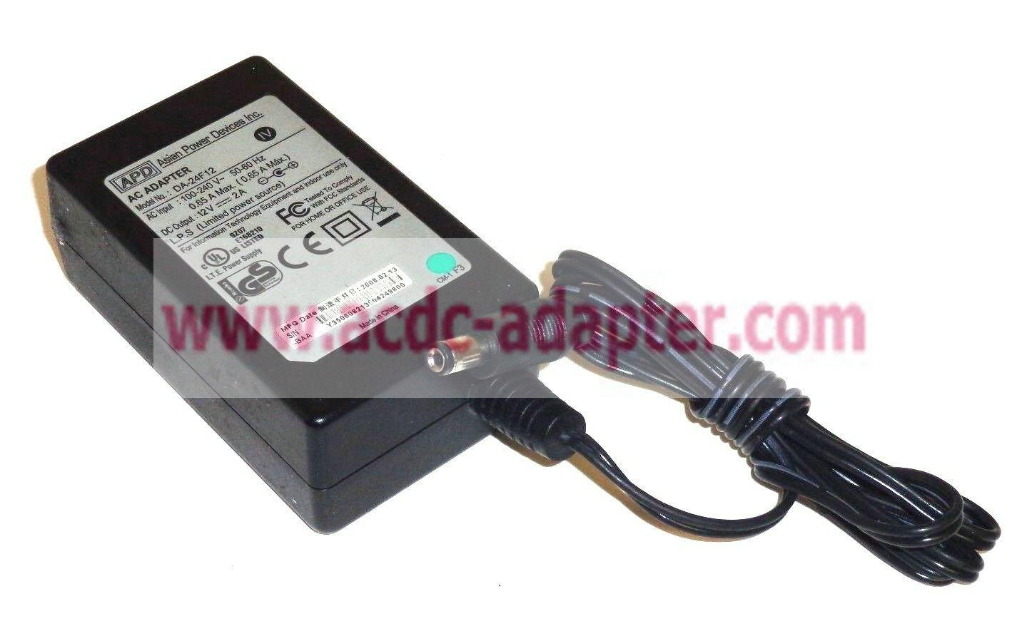 NEW APD ASian Power Devices 12V 2A DA-24F12 AC Power Adapter